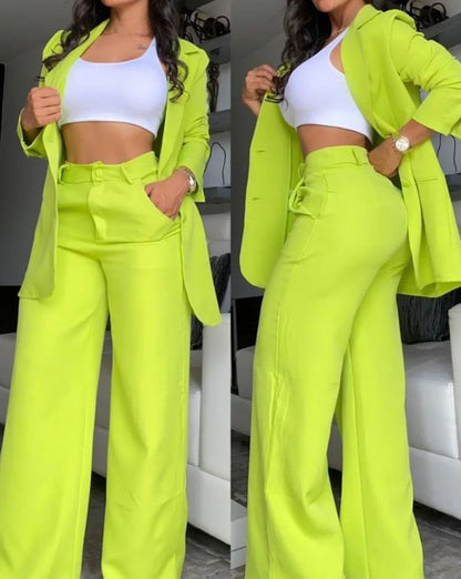 Clidress Chic Split Suit Blazer and Pants 2 Pieces Set
