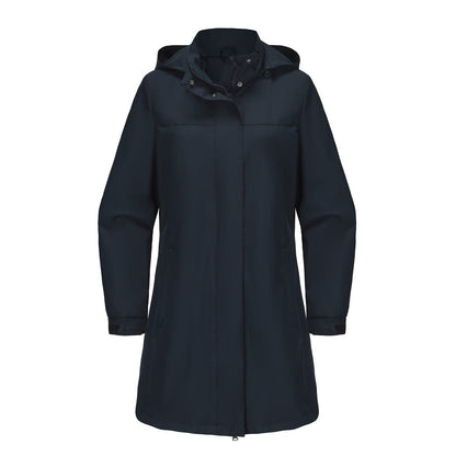 Solid Color Long Sleeve Windbreaker Coat Navy Blue