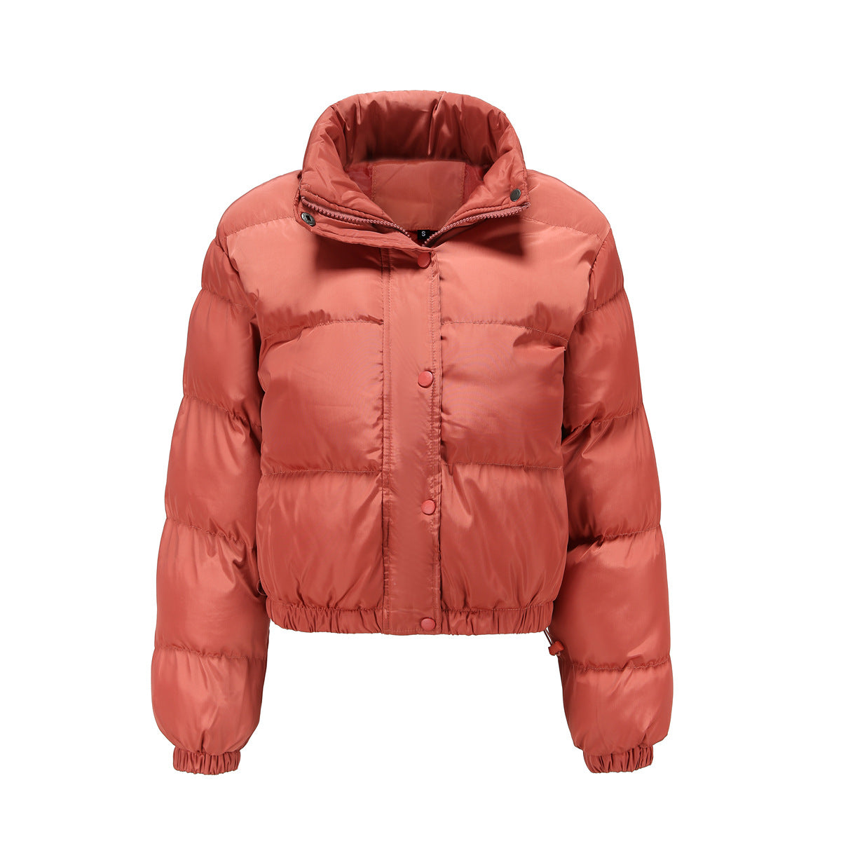 Long Sleeve High Collar Padded Jacket nacarat