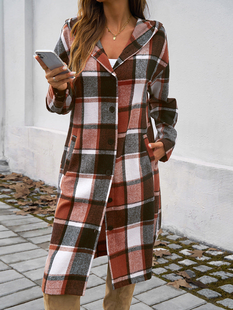 Contrast Color Hooded Coat