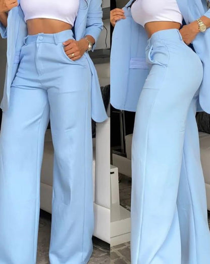 Clidress Chic Split Suit Blazer and Pants 2 Pieces Set