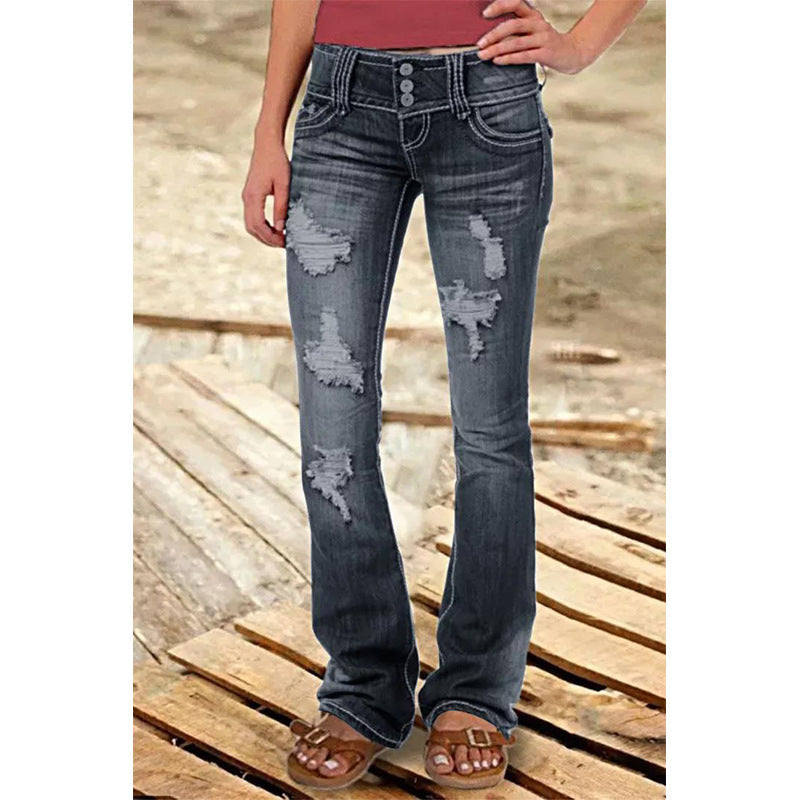 Billie Low Waist Ripped Jeans Black ripped
