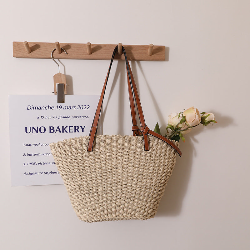 Natural Classic Rattan Rope Straw Bag Shoulder Bag One Size No Hanging Rice