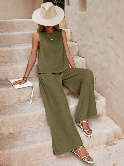 Two Piece Women's Versatile Set Army Green