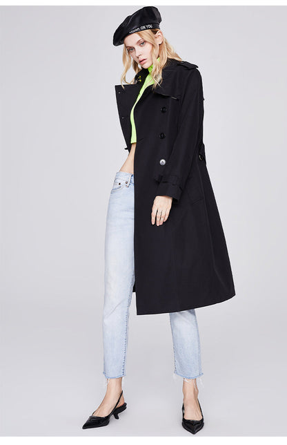 Solid Color Slim Fit Trench Coat