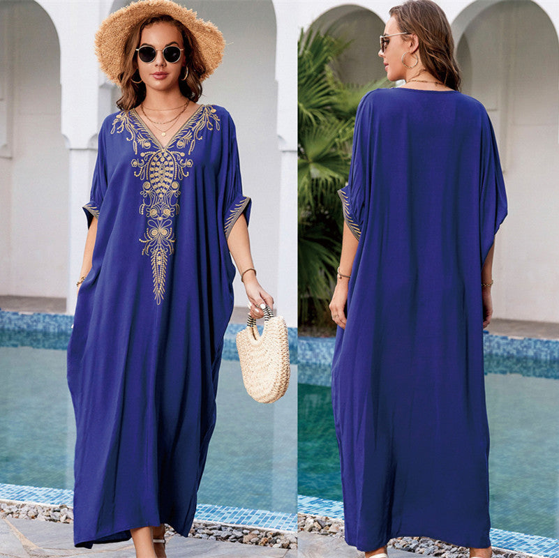 Audrey Gorgeous Blue Kaftan One Size Navy Blue