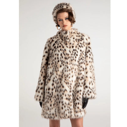 Faux Fur Tigercat Loose Trench Coat Multicolor