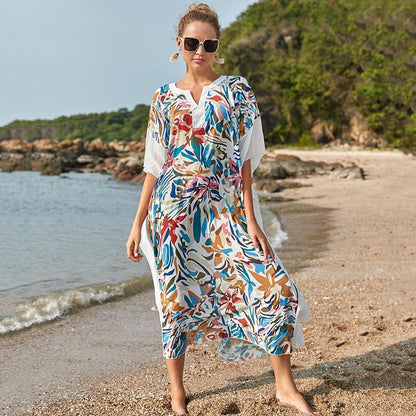 Ally Floral Printed Kaftan One Size White
