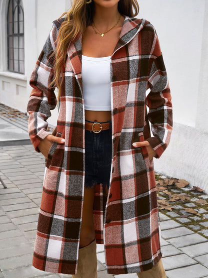 Contrast Color Hooded Coat