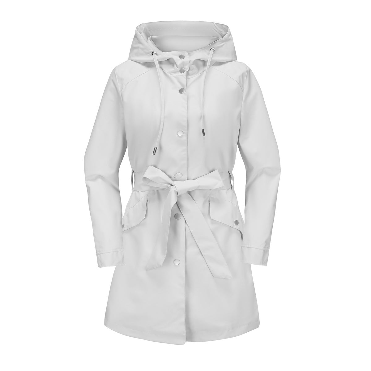 Hooded Waterproof Loose Trench Coat Grey