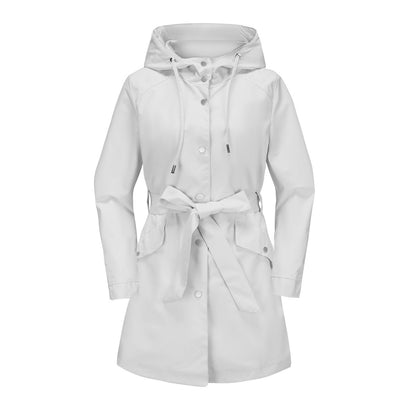 Hooded Waterproof Loose Trench Coat Grey