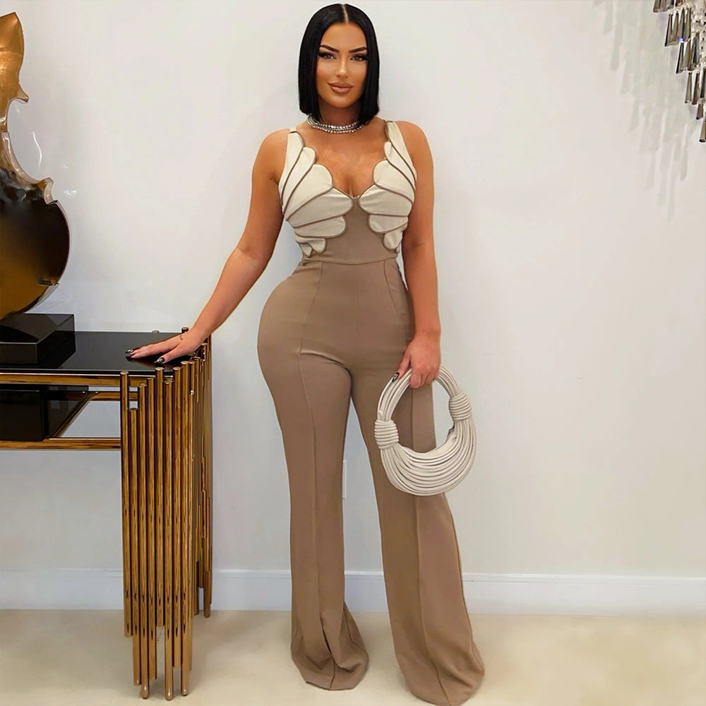 Slim Fit Sexy Jumpsuit Brown