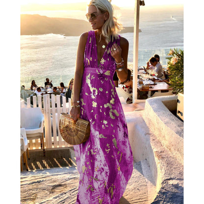 Sexy Plunge V Neck Resort Dress