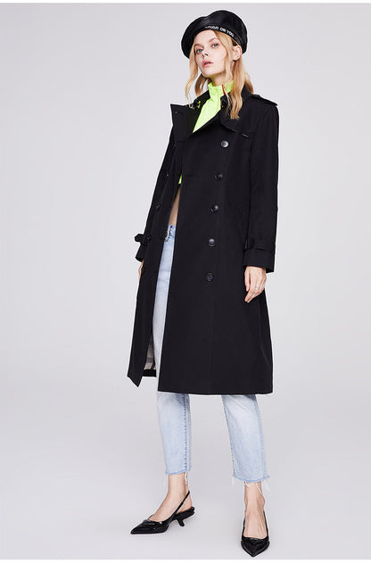 Solid Color Slim Fit Trench Coat