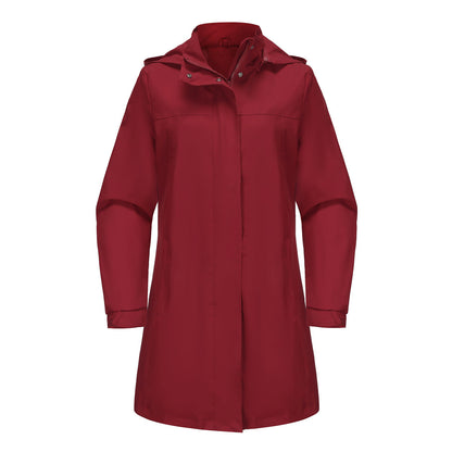 Solid Color Long Sleeve Windbreaker Coat Burgundy