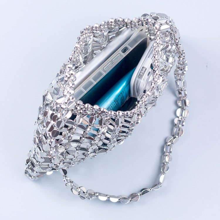 Handmade Silver & Gold Beaded Shoulder Bag