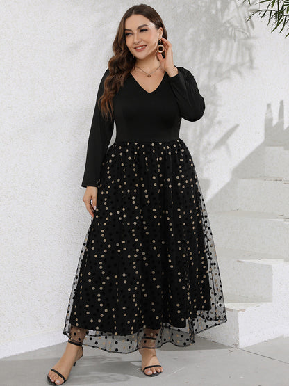 Victoria Long Sleeve Polka Dot Dress