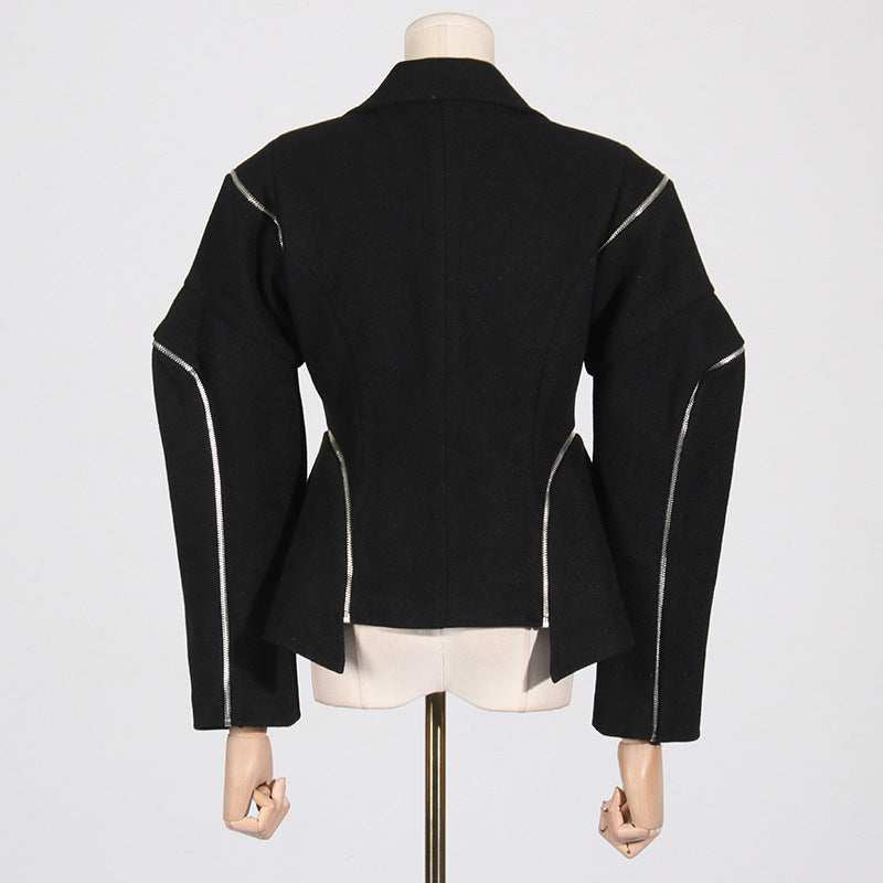 Zipper Asymmetric High-Grade Blazer