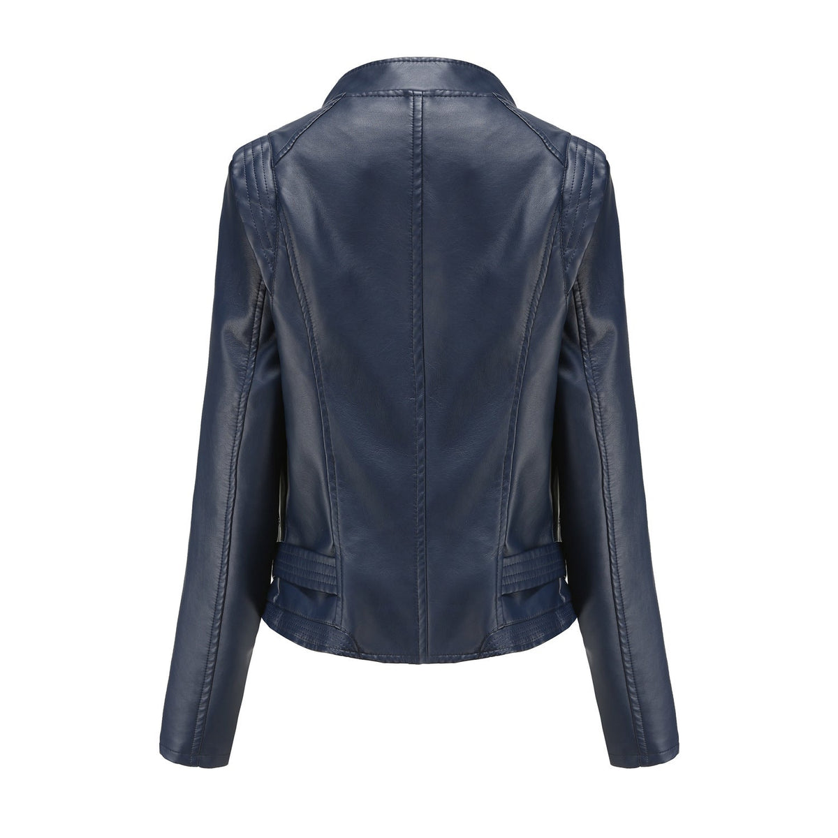 Faux Leather Collared Slim-Fit Jacket