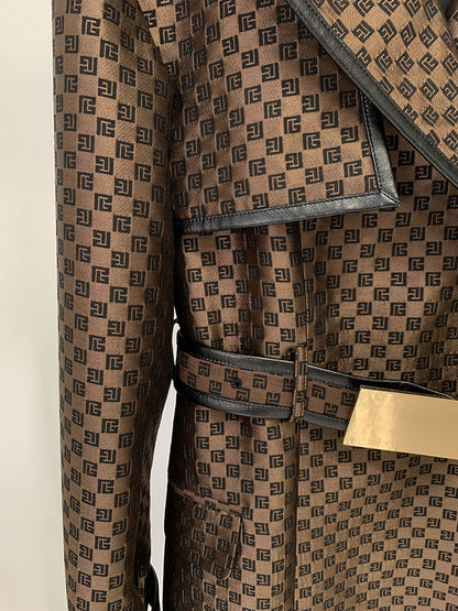 Jacquard Maze Trench Coat