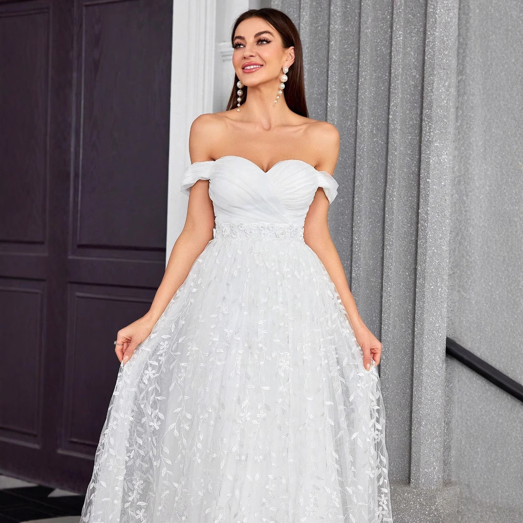 Off Shoulder Evening Dress Elegant Wedding Dress
