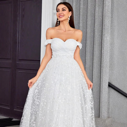 Off Shoulder Evening Dress Elegant Wedding Dress