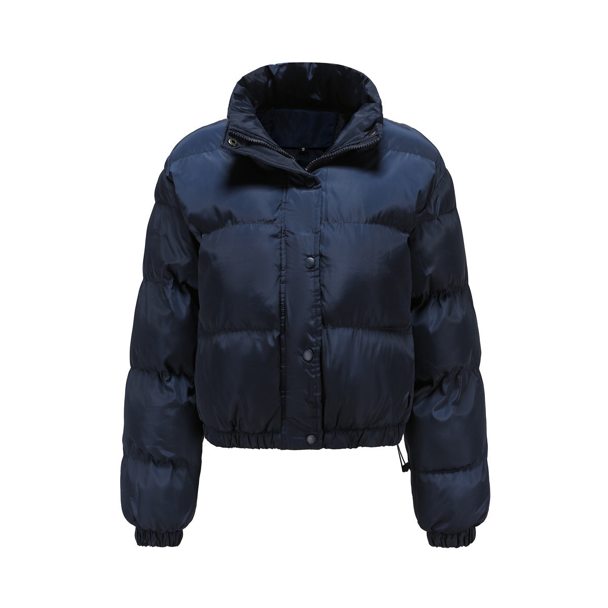 Long Sleeve High Collar Padded Jacket Navy Blue