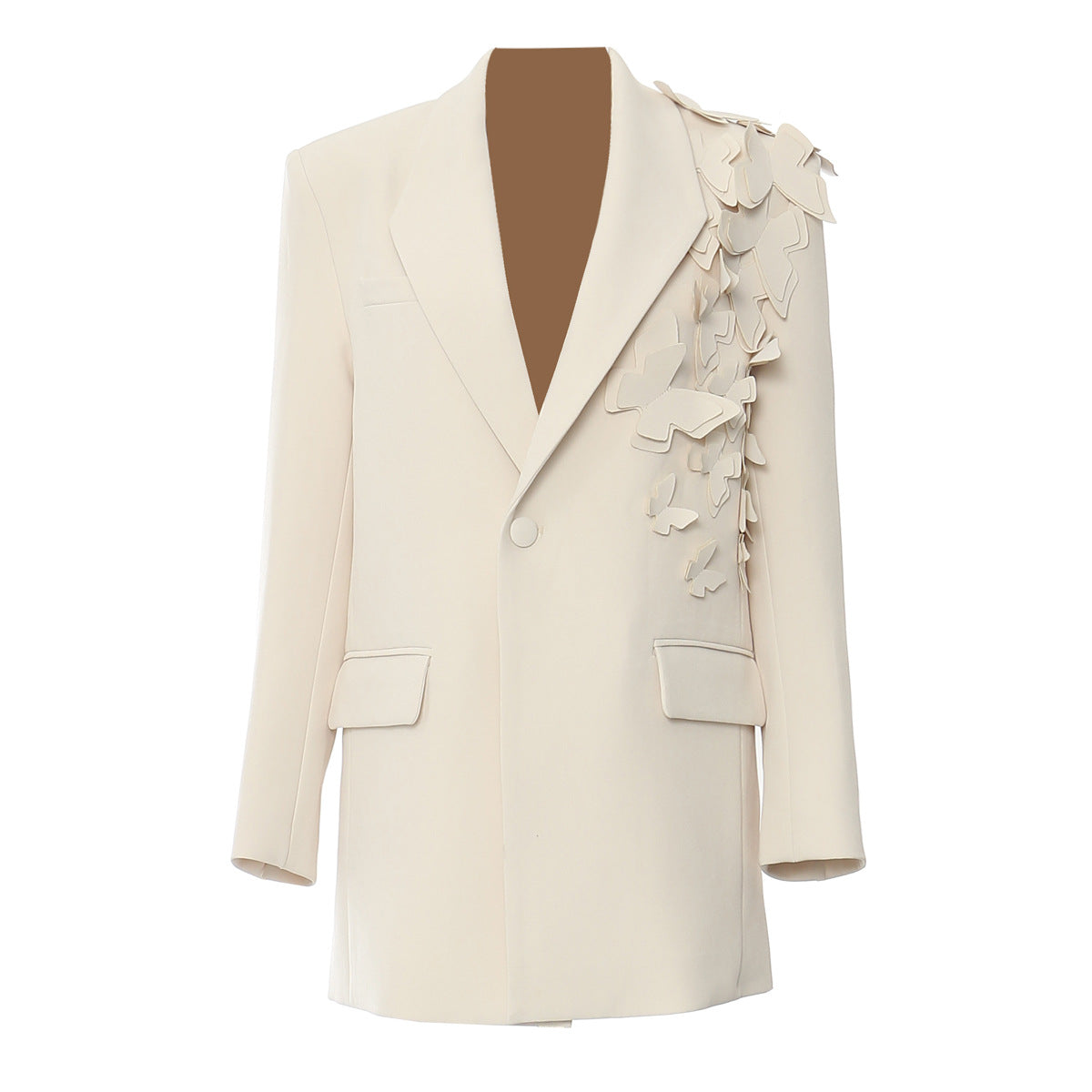 Casual Floral Blazer Nude