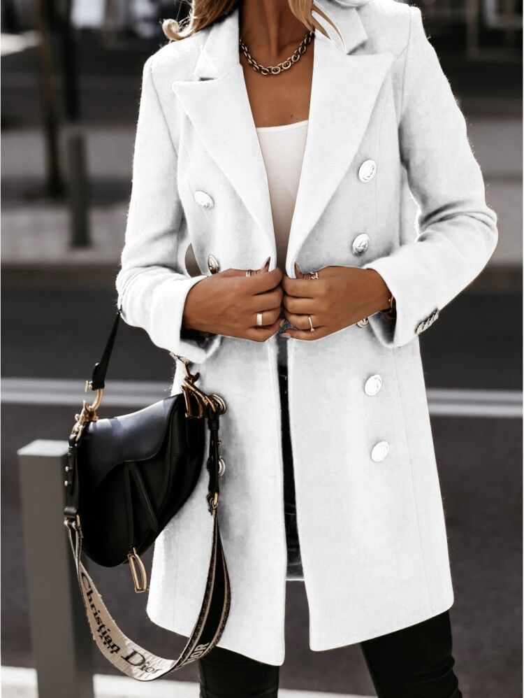 Clidress Frenchy Double Breasted Lapel Neck Overcoat