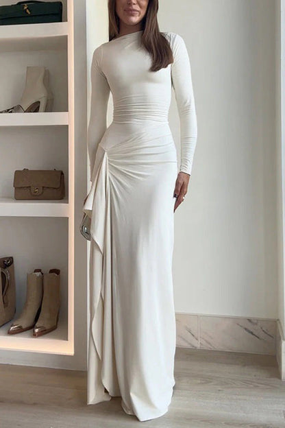 Clidress O Neck Wrap Maxi Full Dress