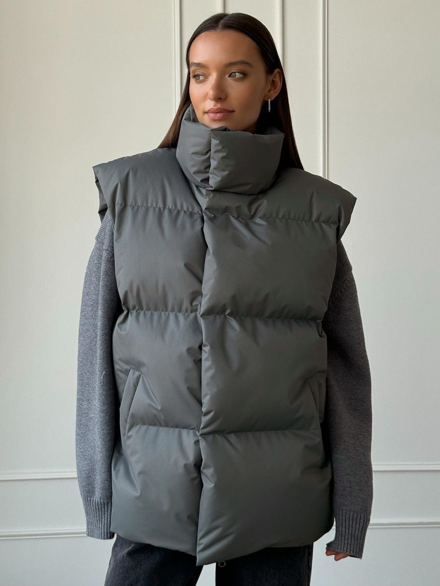 Cotton Loose Vest Jacket Dark Gray