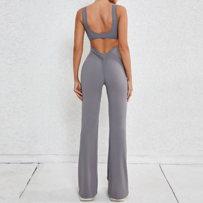 Sexy Open Back Jumpsuit Dark Grey