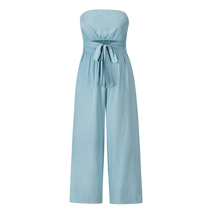 Sexy Backless Slim Fit Jumpsuit light blue