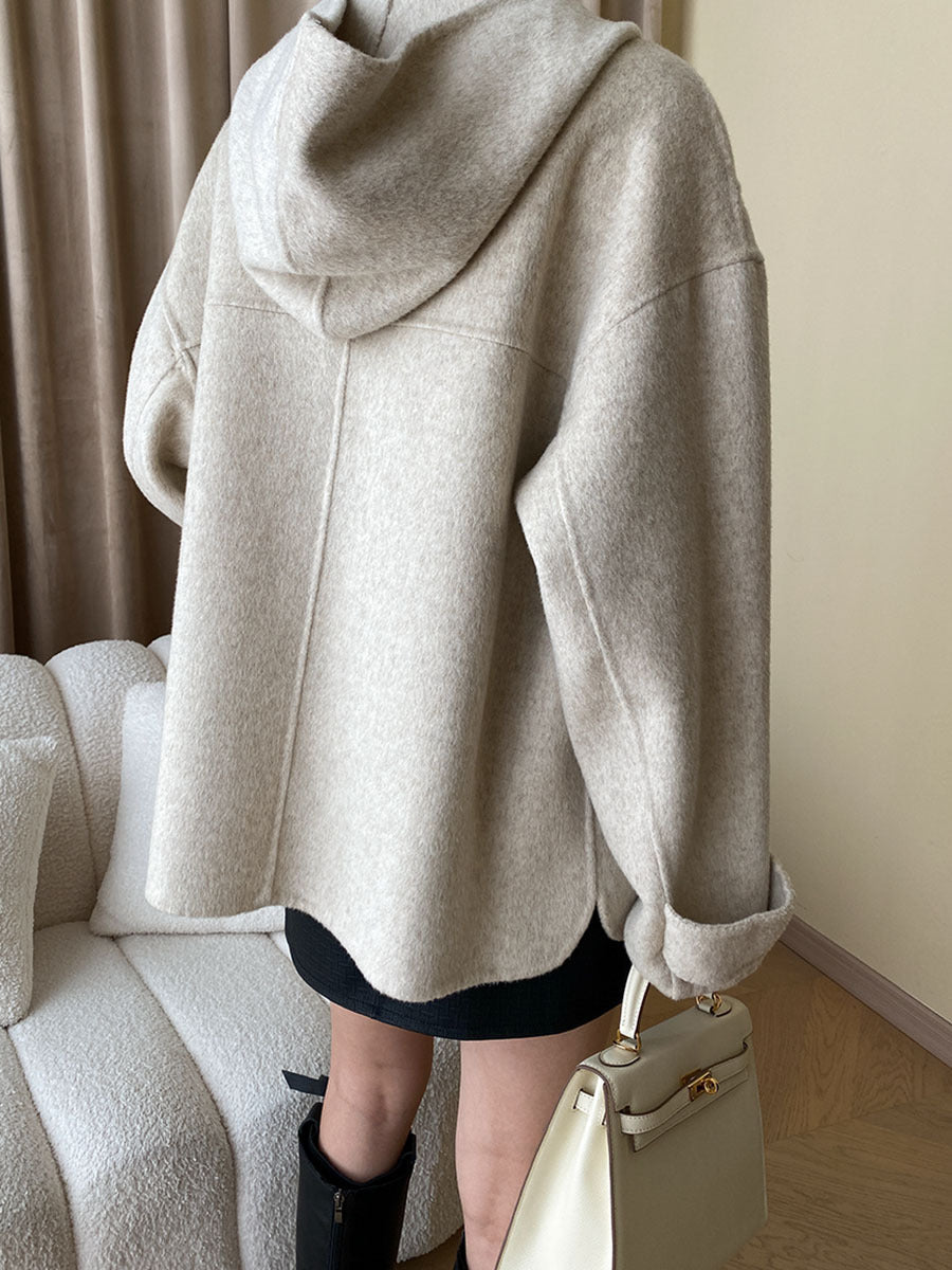 Woolen Hooded Cape Coat