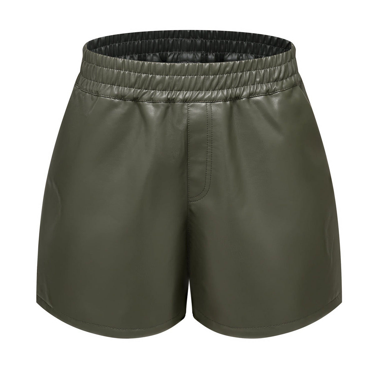 Dani Faux Leather Shorts Casual Army Green