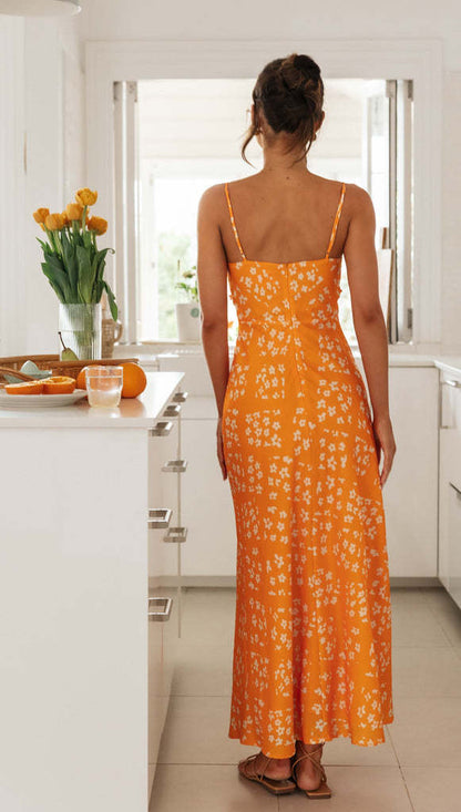Sexy Slim Fit V Neck Backless Long Dress