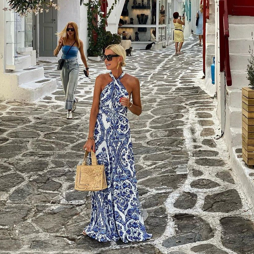 Backless Halter Maxi Dress