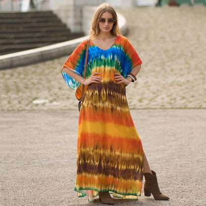 Alexis Printed Versatile Kaftans One Size Orange Tie-Dye