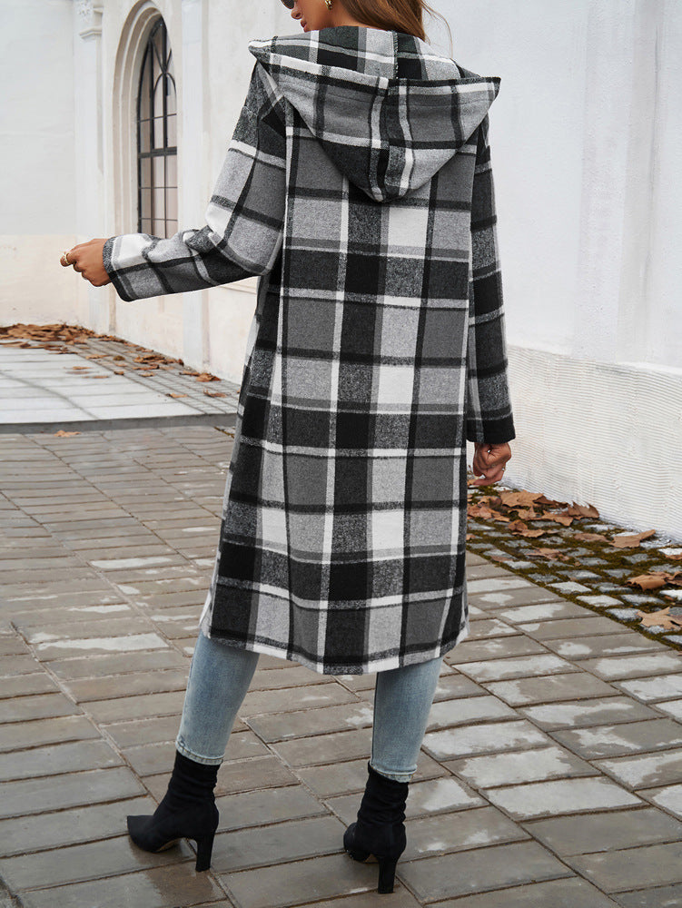 Contrast Color Hooded Coat