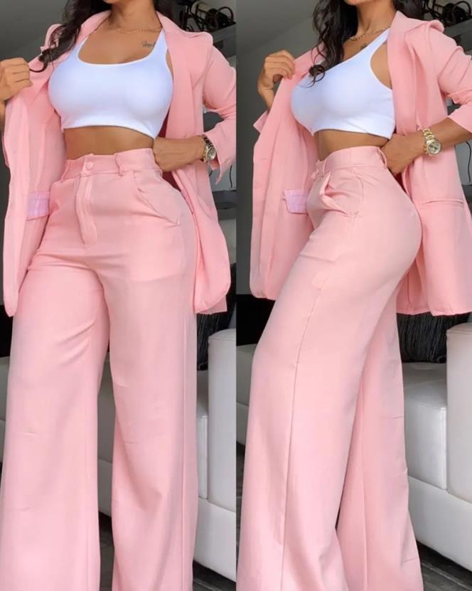 Clidress Chic Split Suit Blazer and Pants 2 Pieces Set