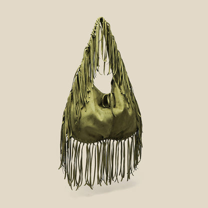 Tassel Large Tote Crescent Trendy One Shoulder Women Bag