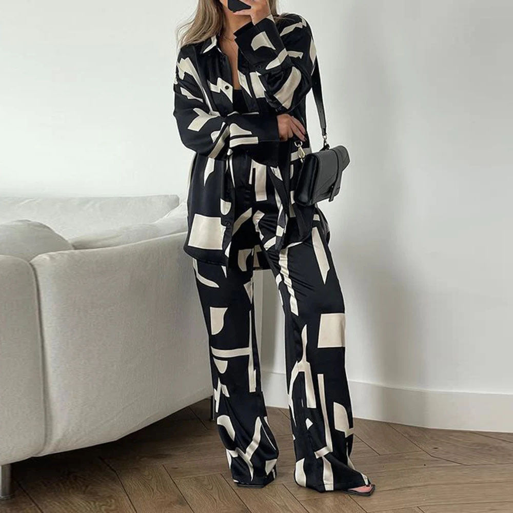 Day to Night Casual Set Printed Black