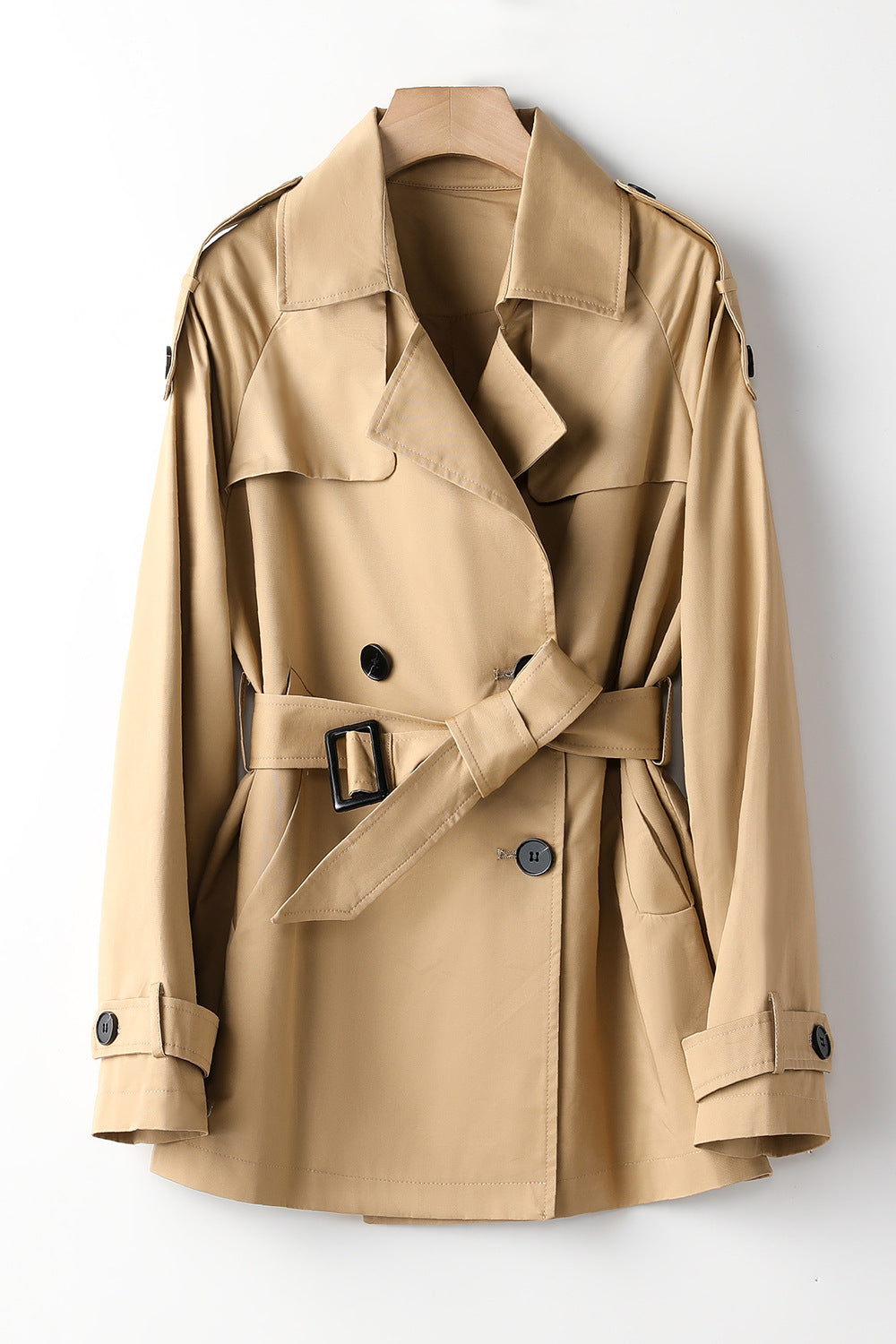Lace-up Slimming Trench Coat Khaki
