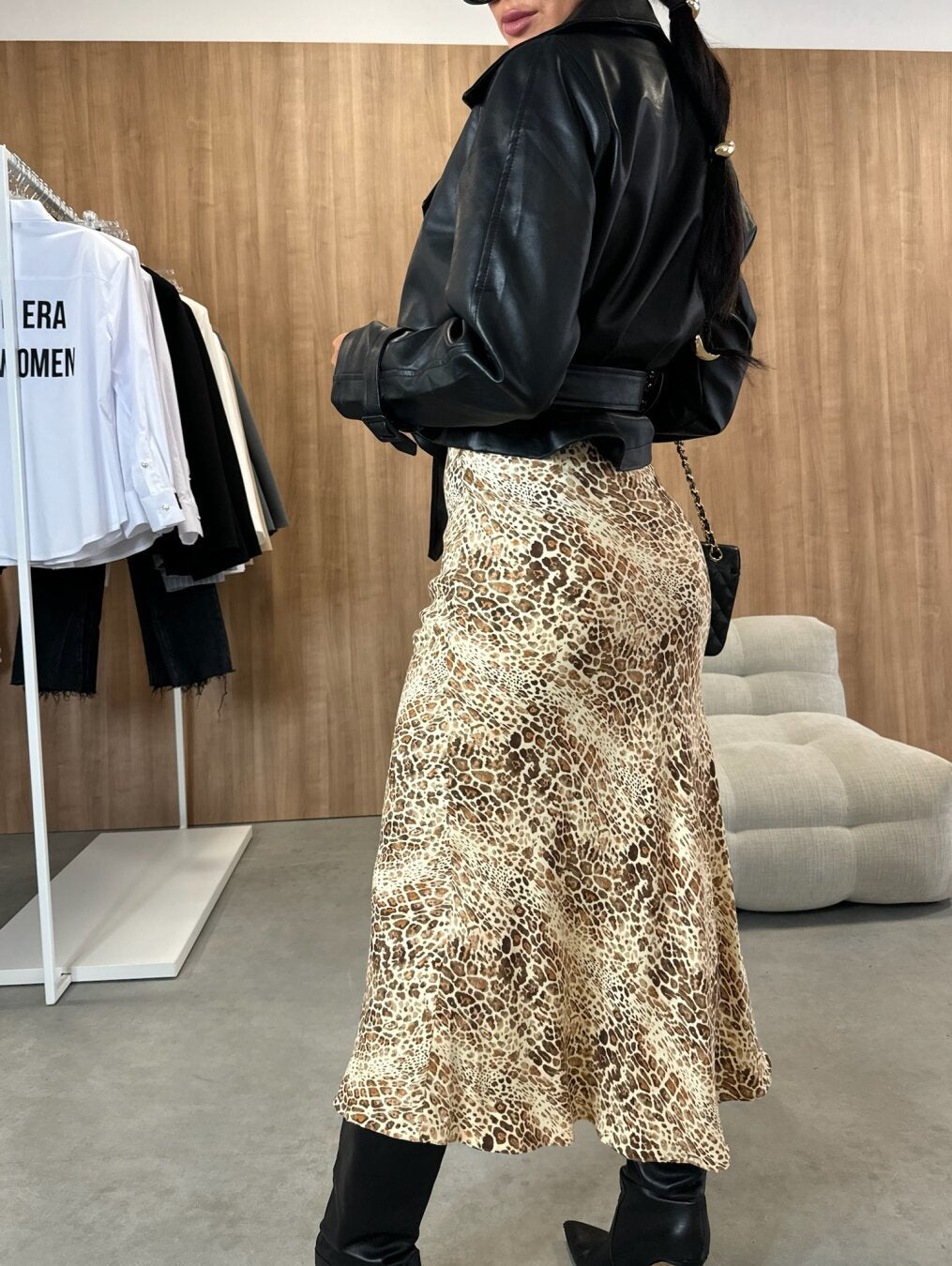 Clidress Printed Bodycon Midi Skirt