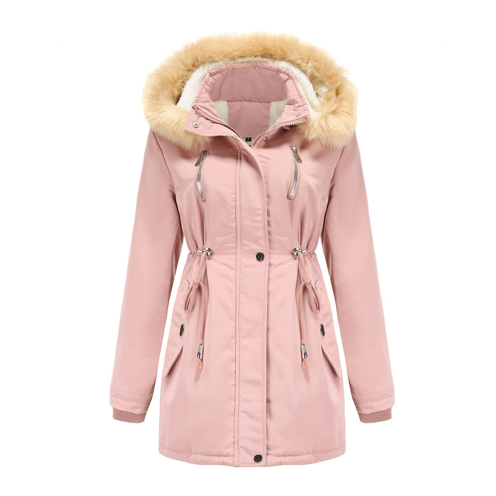 Lambskin Fleece Padded Loose Parkas Pink