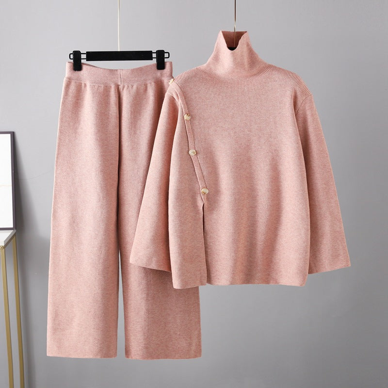 Casual Wide Leg Pants Two Piece Set One Size Pink