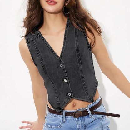 Denim V-neck Vest Top