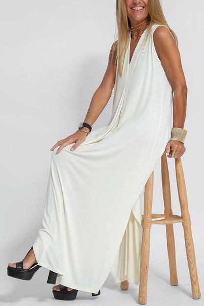Solid Color Pullover V Neck Dress Cardigan Coat Set Women White
