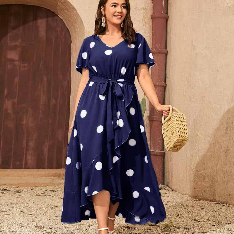 Day to Night Polka Dot Dress Navy Blue