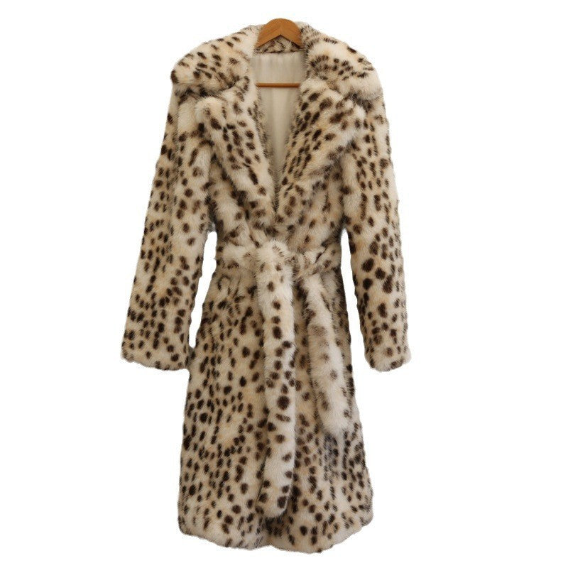 Leopard Faux Fur Trench Coat Yellow